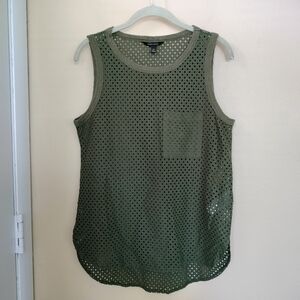 Banana Republic Eyelet Pocket Green Tank Hi Low Hem M Festival Concert Beach